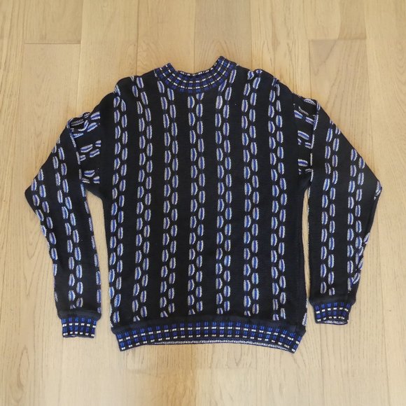 Vintage Jhane Barnes Black/Blue Medium Knitted Sweater - Picture 1 of 3